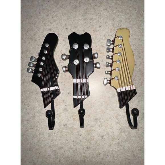 Electric and Acoustic Guitar Headstock RESIN Decorative Wall Hooks 2008 ICA Home - Picture 1 of 12